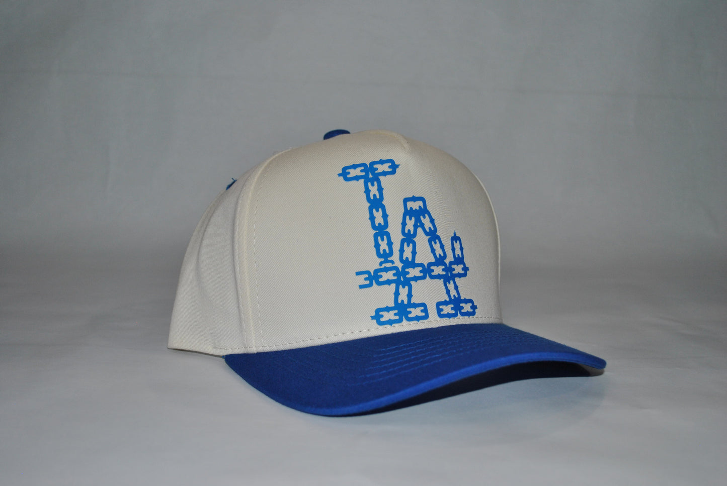 LA Dodgers Chain Series Snapback Hat Creme/Blue