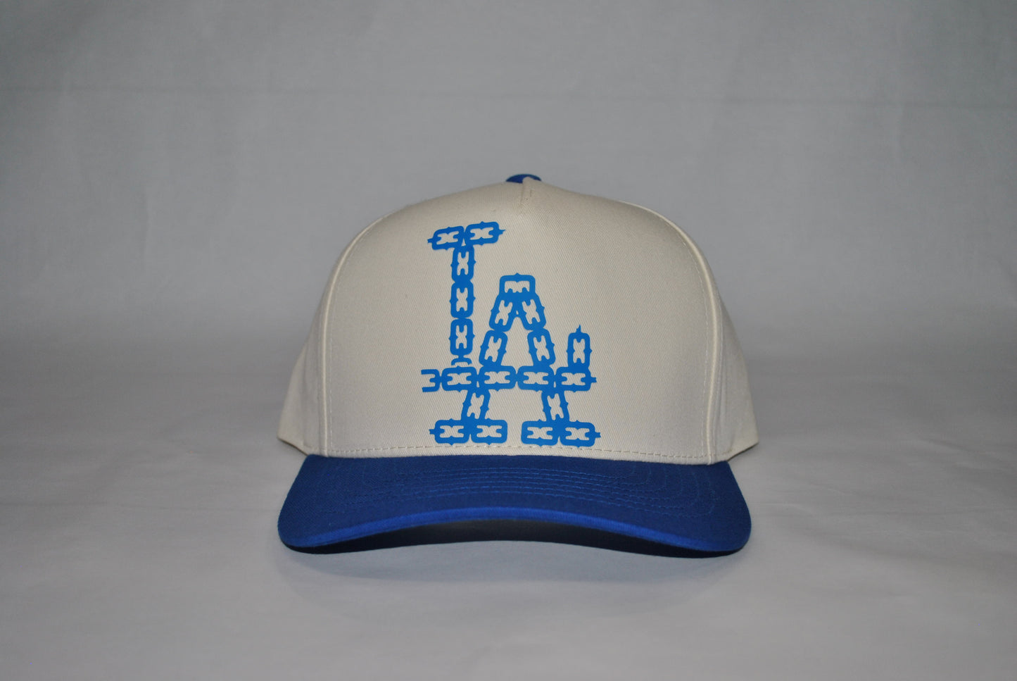 LA Dodgers Chain Series Snapback Hat Creme/Blue