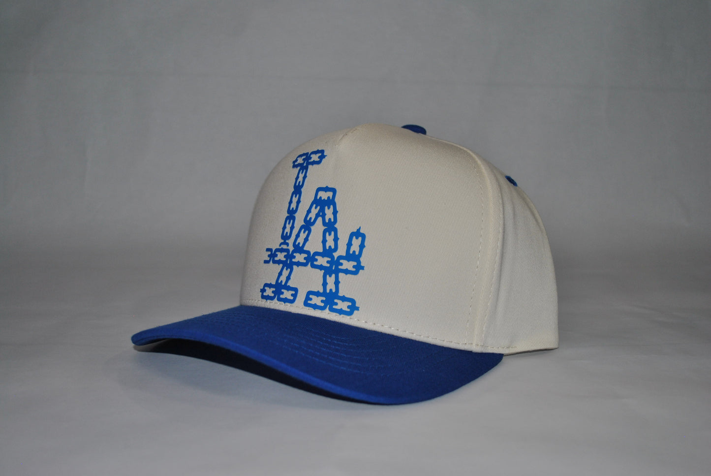 LA Dodgers Chain Series Snapback Hat Creme/Blue