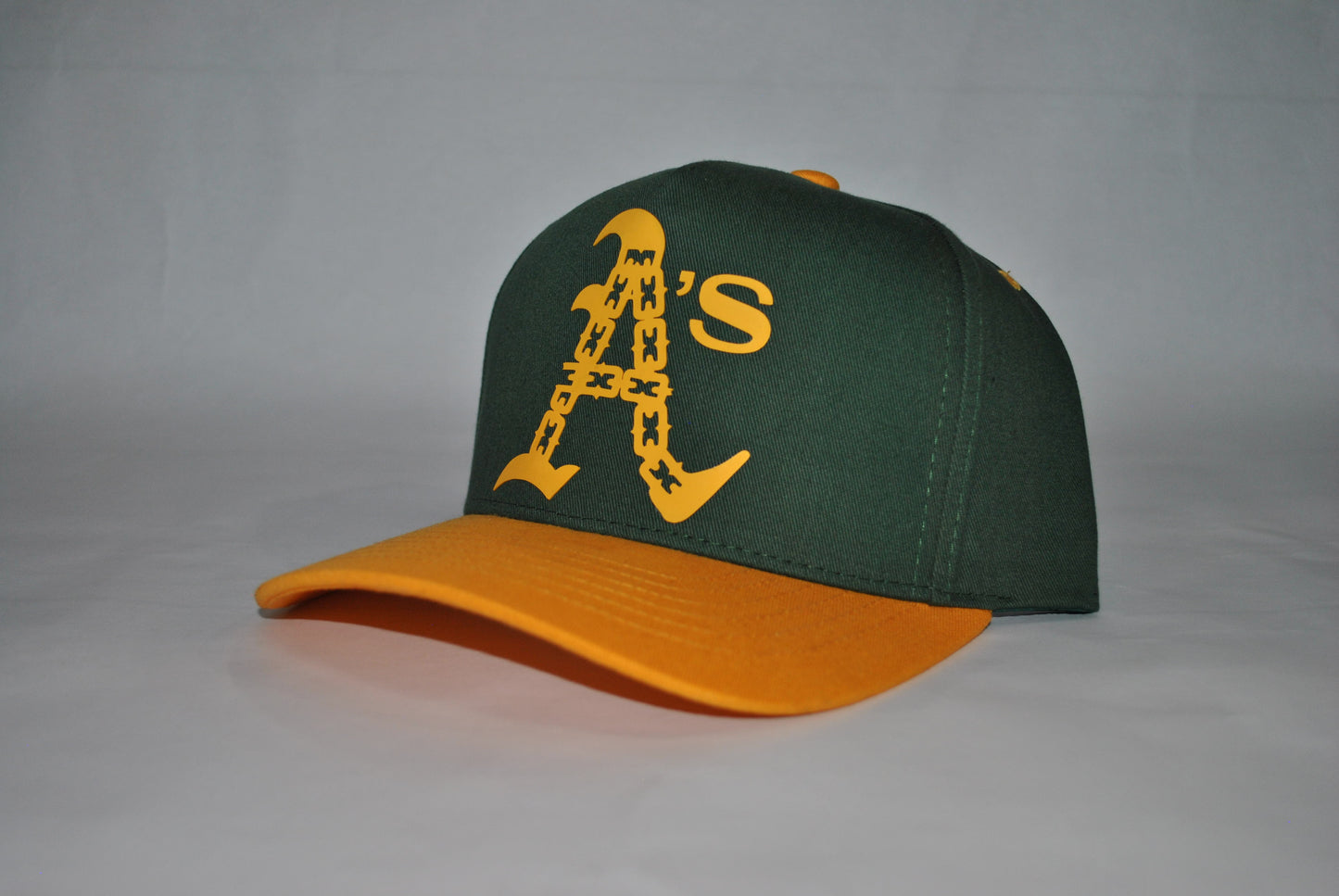 Oakland As Chain Series Snapback Hat Green/Gold