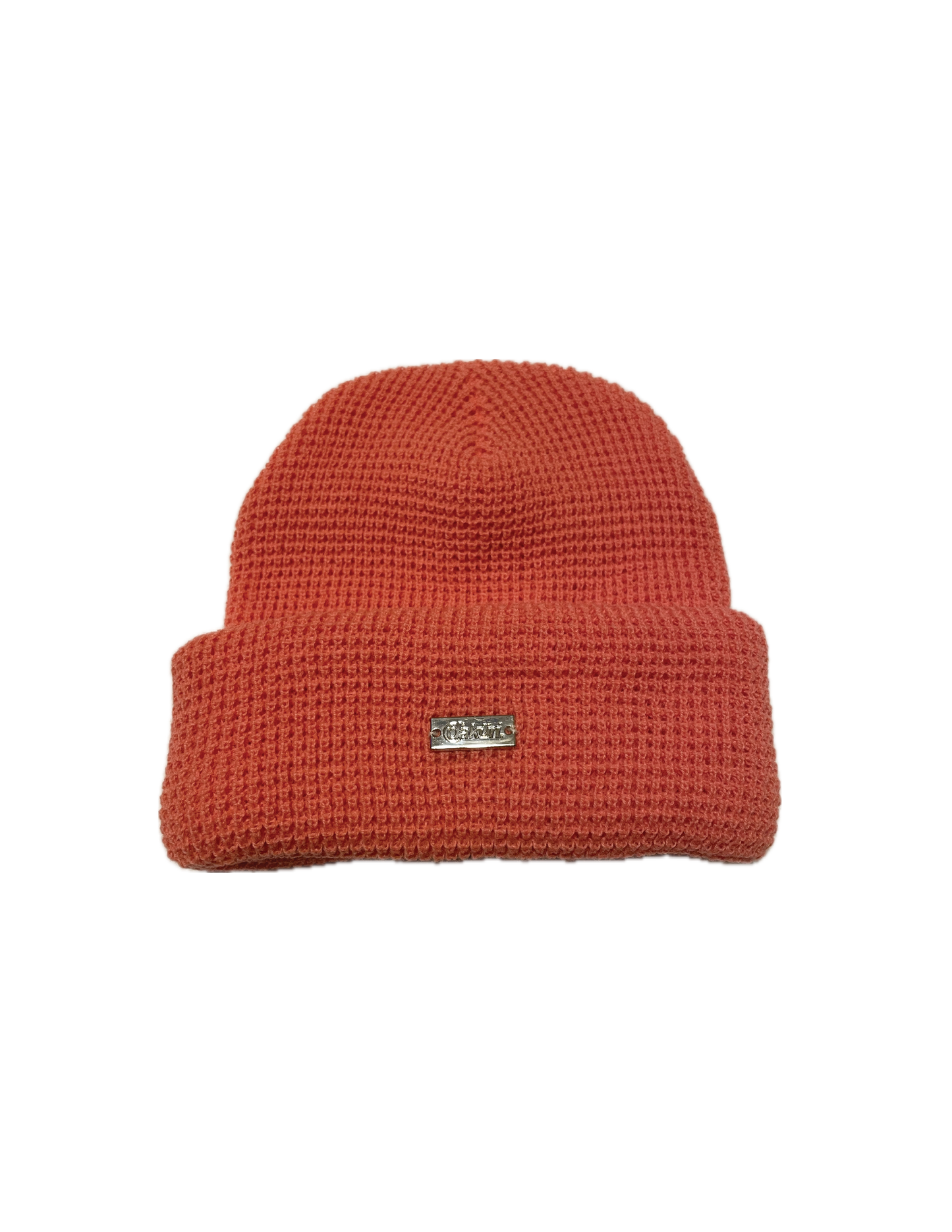 Peach Waffle “Badge” Beanie