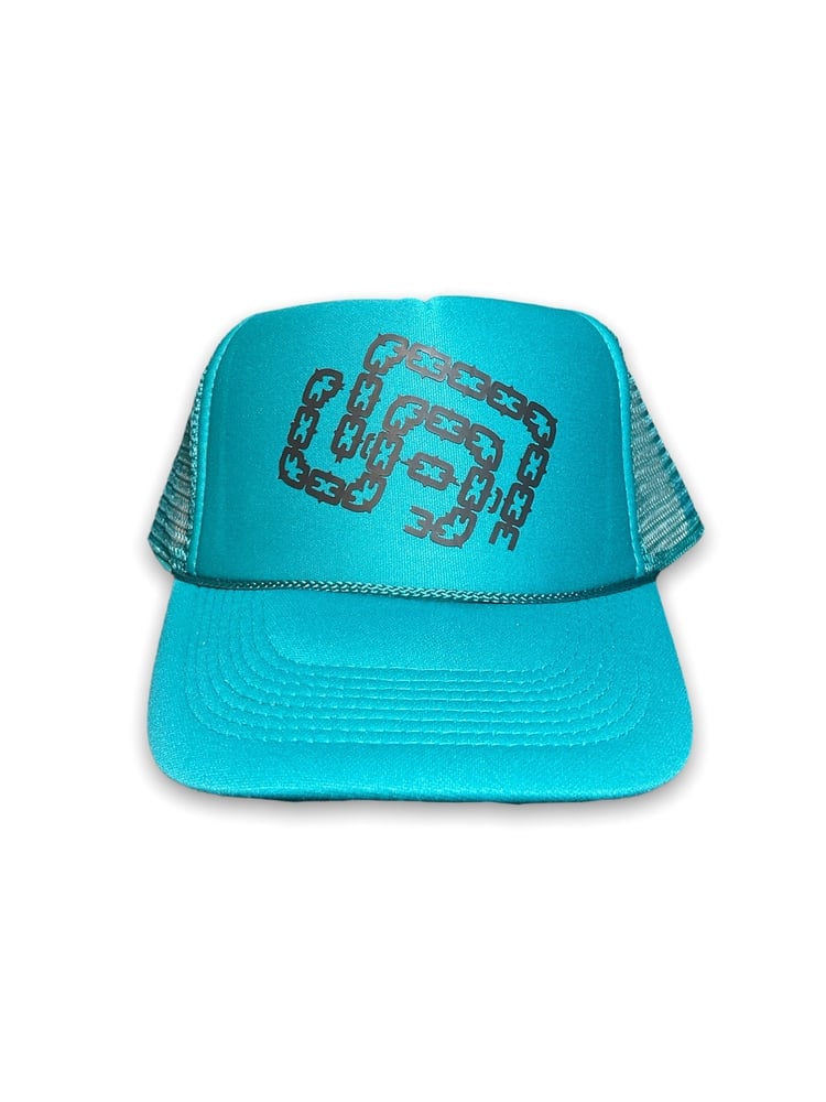 Teal & Black SD Titlted Logo Trucker Hat
