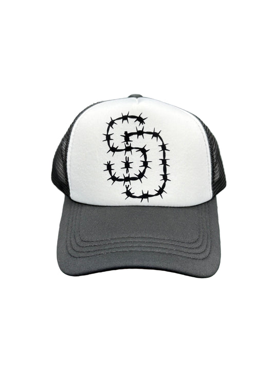 SD Palmtrees Barbewire Edition Trucker hats (white/black)