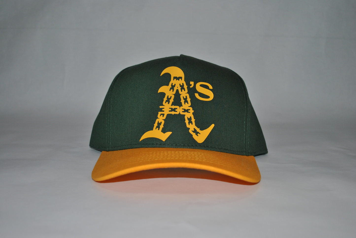 Oakland As Chain Series Snapback Hat Green/Gold