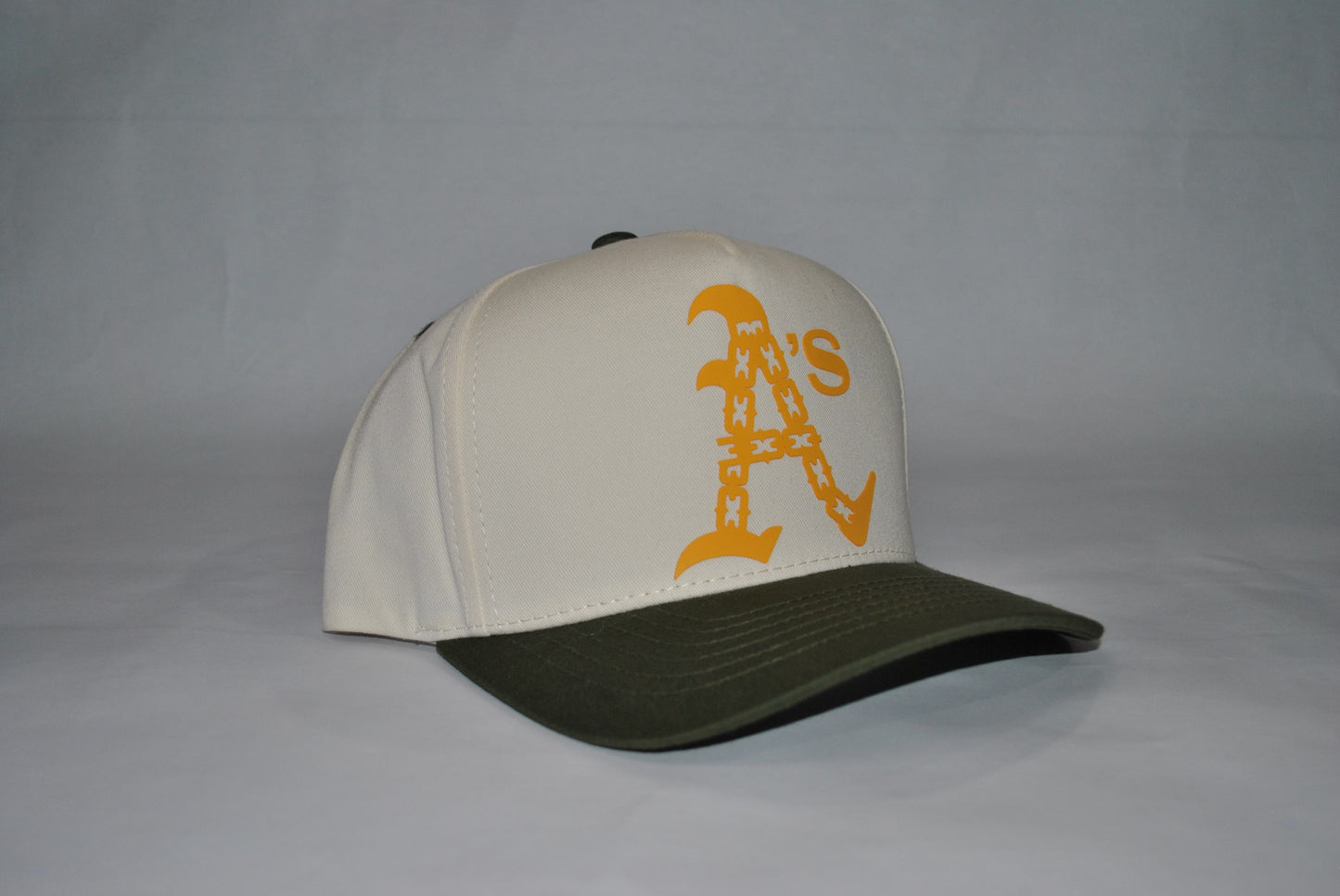 Oakland As Chain Series Snapback Hat Creme/Green