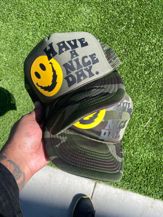 H.A.N.D Smilee Trucker hats (Half & Full camo)