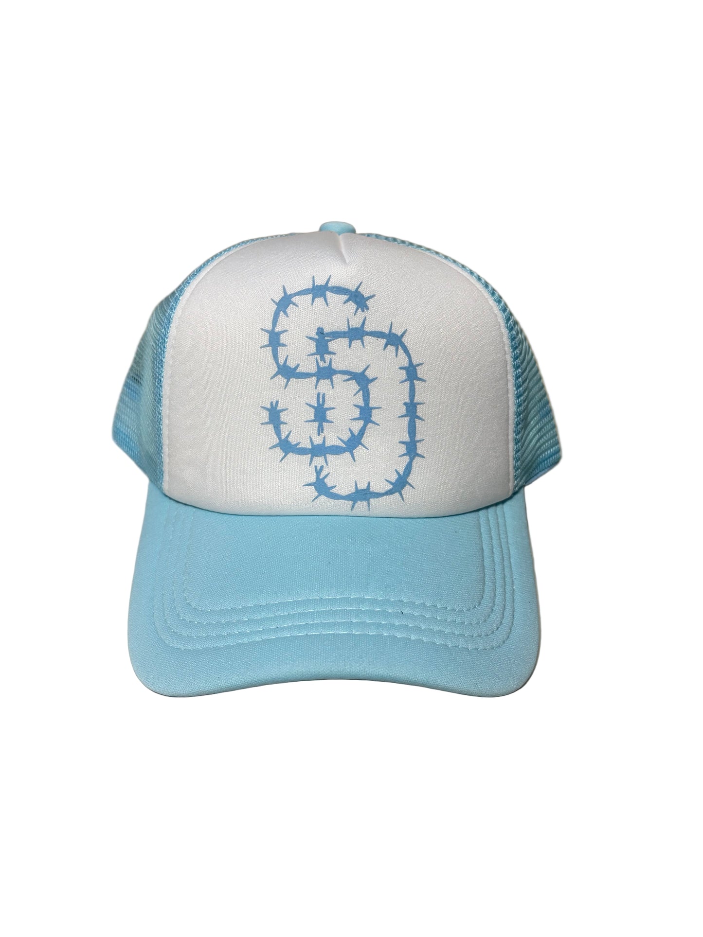 SD Palmtrees Barbewire Edition Trucker hats (Sky Blue/white)