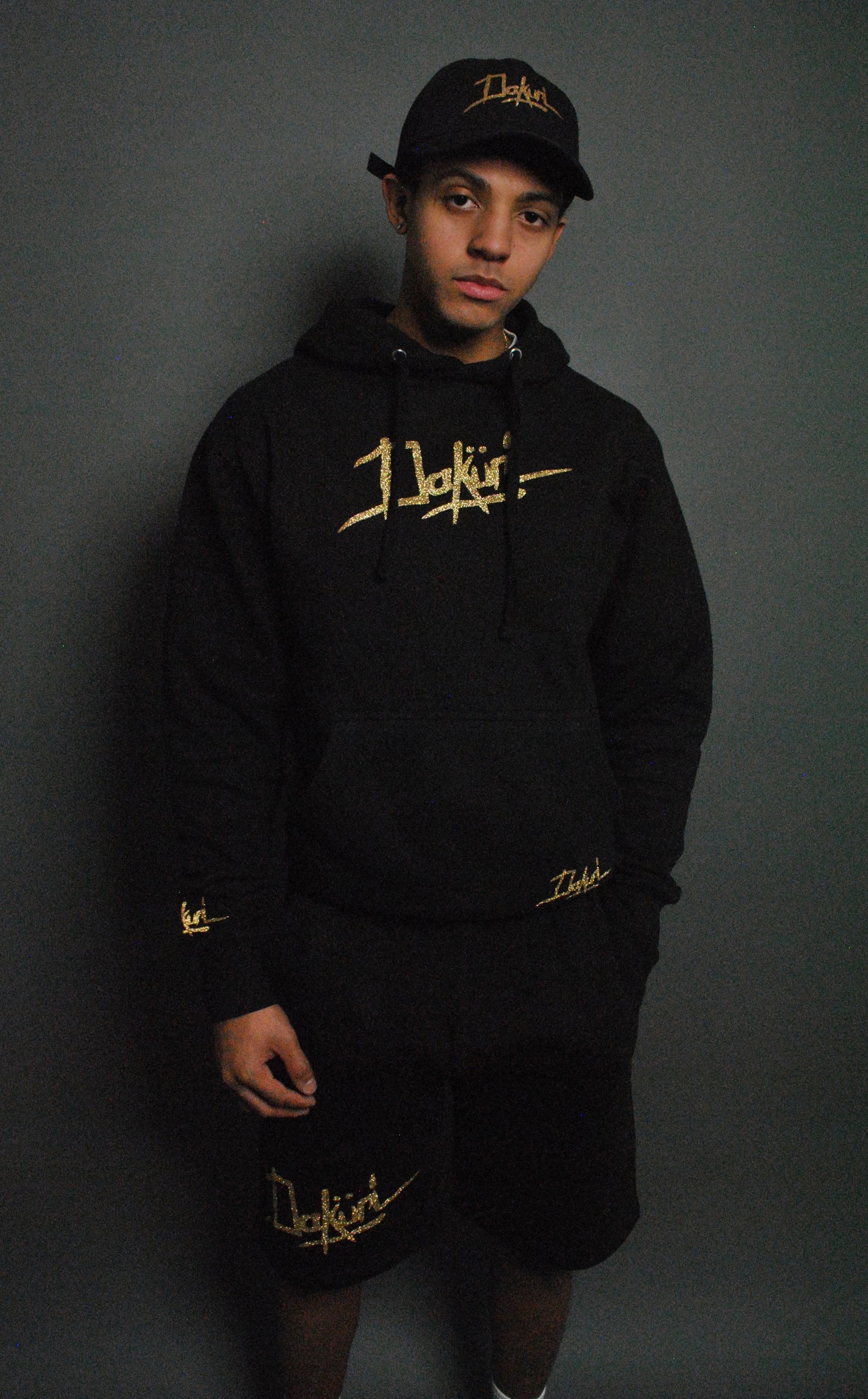 “Sketchy Gold” Hoodie & Sweatshort Set (with or without Dad hat)