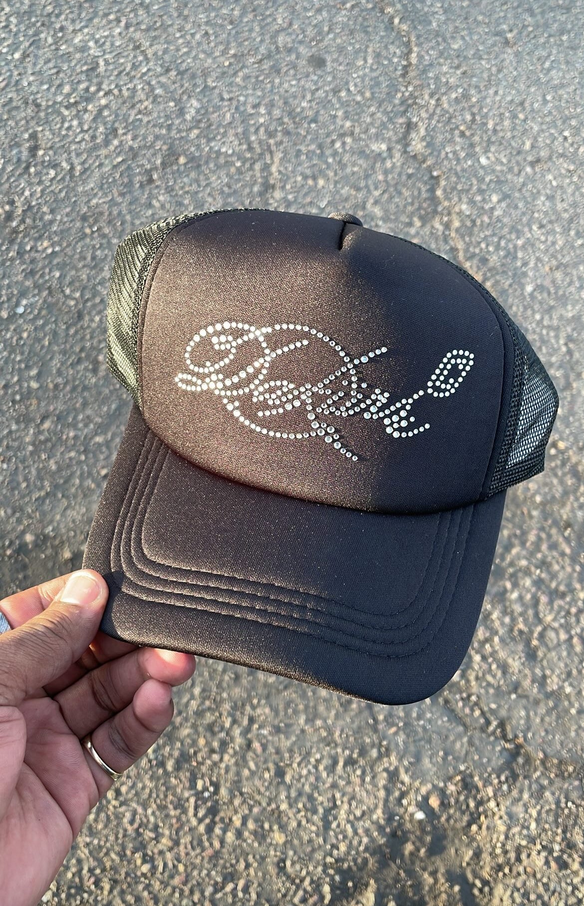 “Fancy” Black Rhinestone snapback