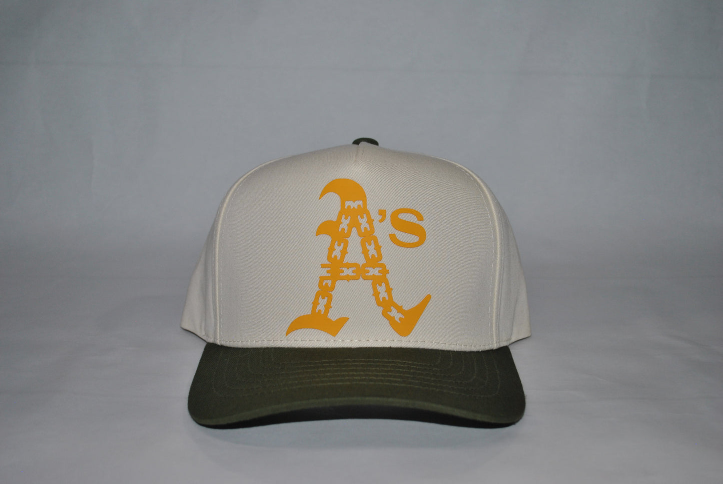 Oakland As Chain Series Snapback Hat Creme/Green