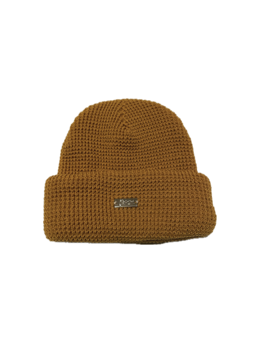 Caramel Waffle “ Badge” Beanie