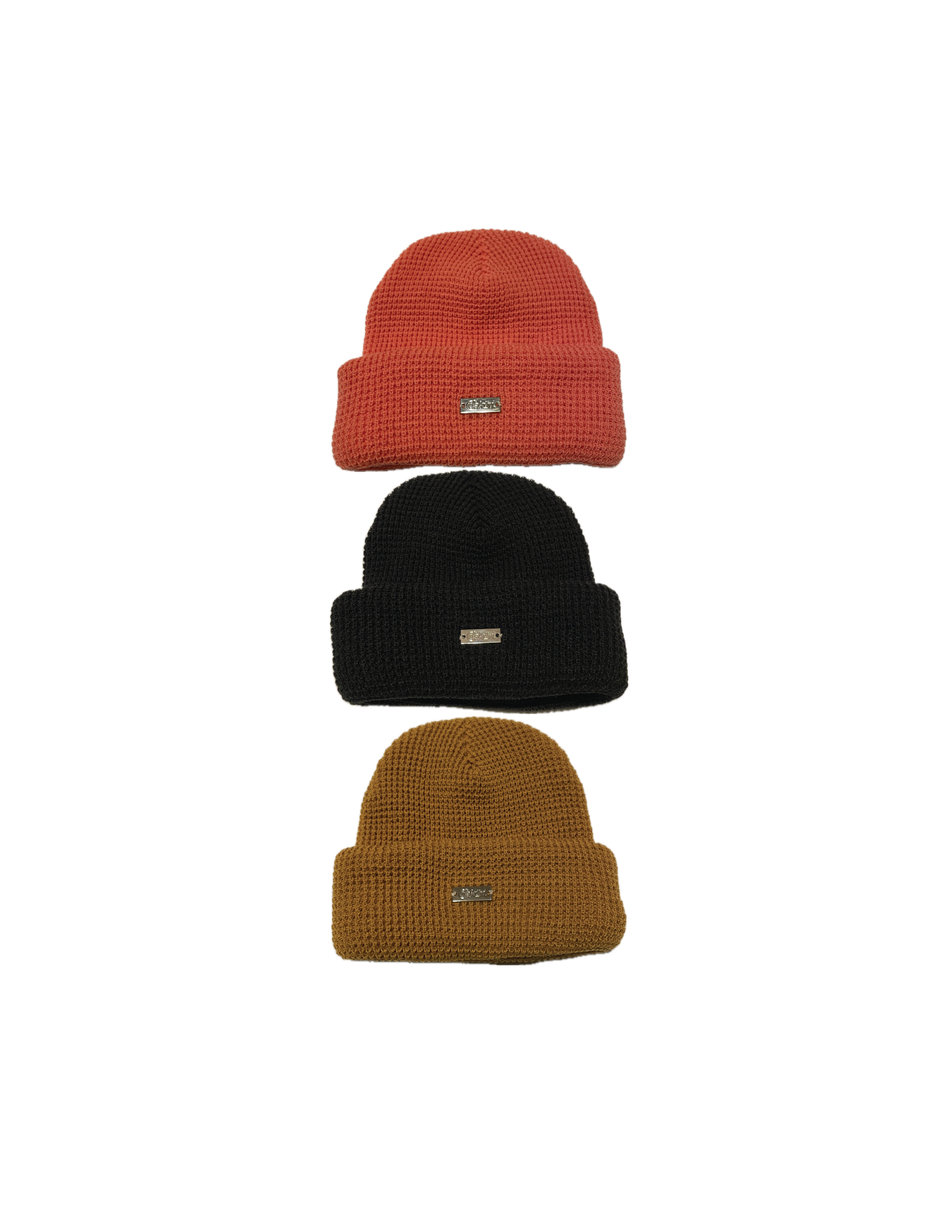 Peach Waffle “Badge” Beanie