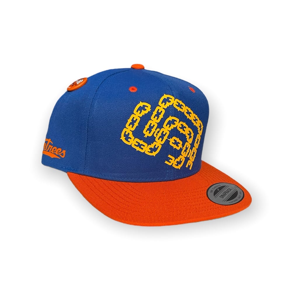 Blue and Orange SD Palmtrees Chain 6-panel Snapback hat