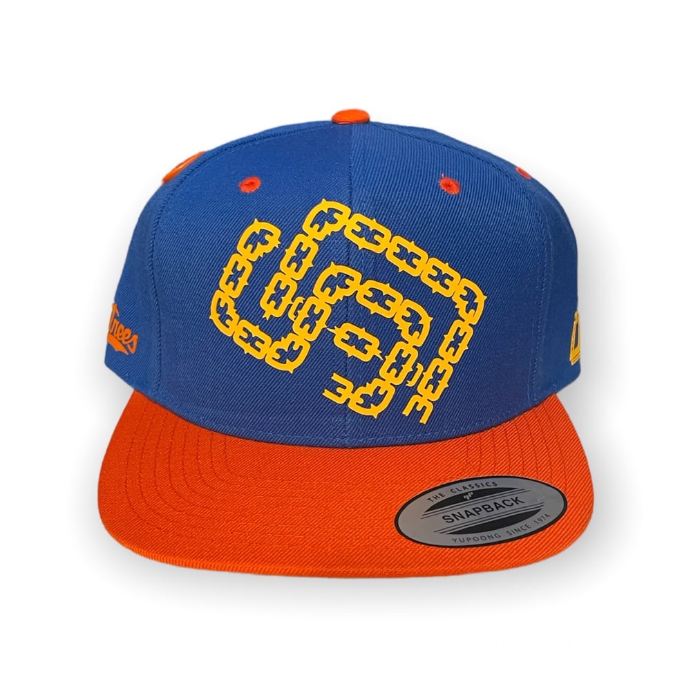 Blue and Orange SD Palmtrees Chain 6-panel Snapback hat