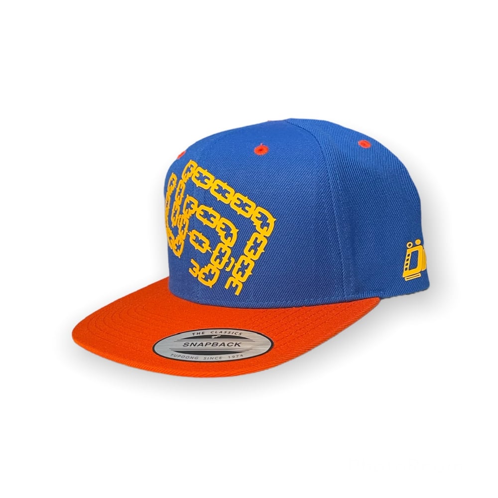Blue and Orange SD Palmtrees Chain 6-panel Snapback hat