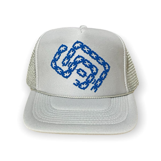 Silver & Blue SD Palmtrees Chain Trucker hat