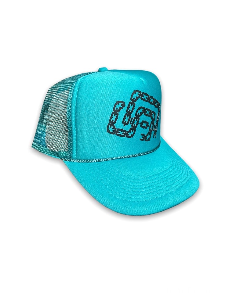 Teal & Black SD Titlted Logo Trucker Hat
