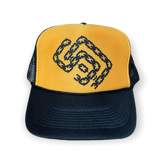 Yellow & Black SD Palmtrees Chain Trucker hat